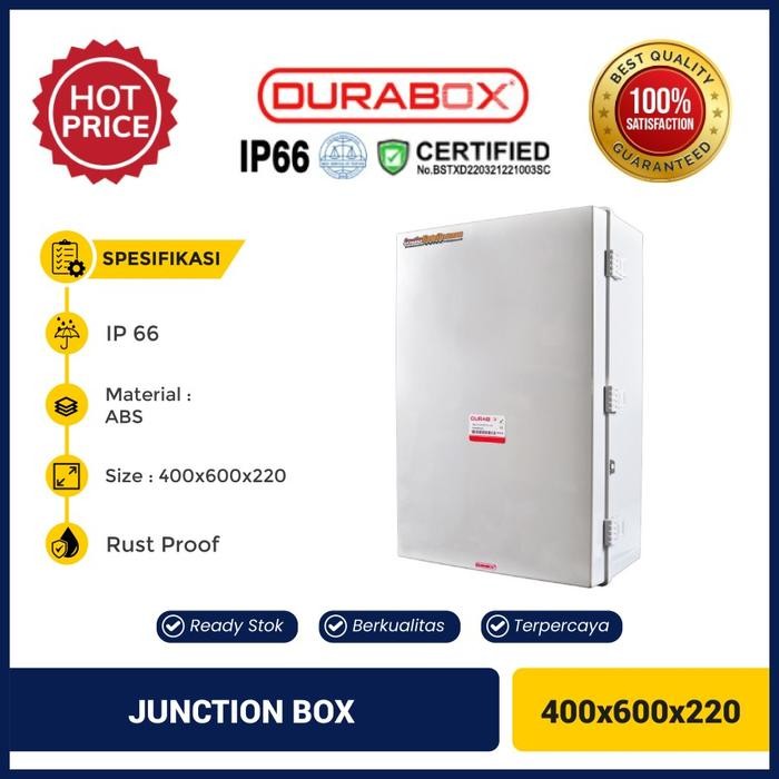 Box Panel Plastik 400X600 X 220 Mm Abs Junction + Base Plate Durabox