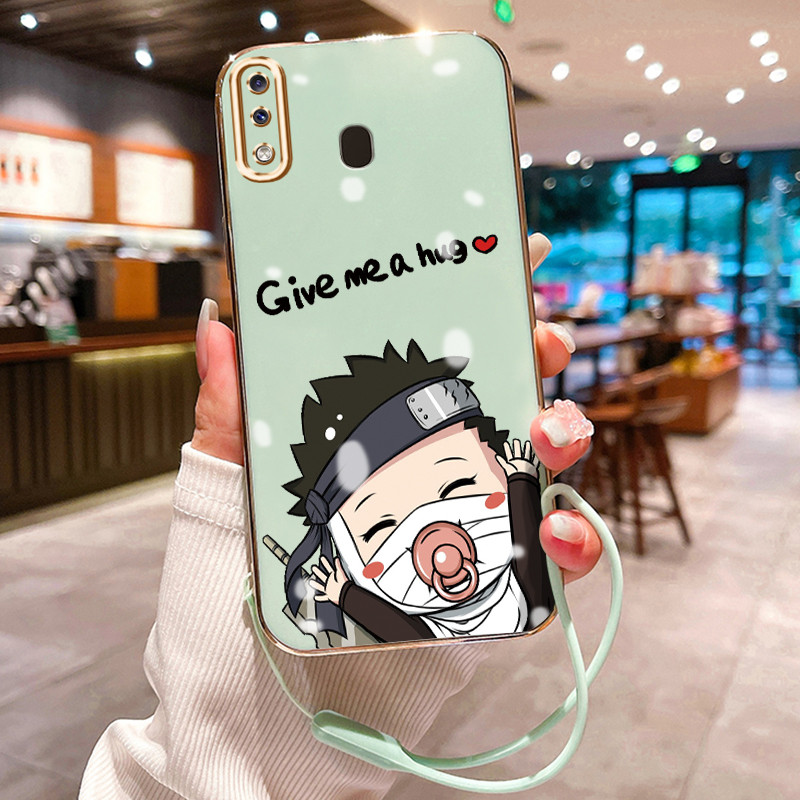 Casing Hp Untuk Samsung Galaxy A20 A30 M10s A20s A21s Case Salam kartun Kasing Kesing tali berlapis 