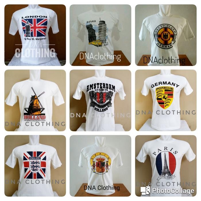 B13J Kaos Souvenir Negara Eropa