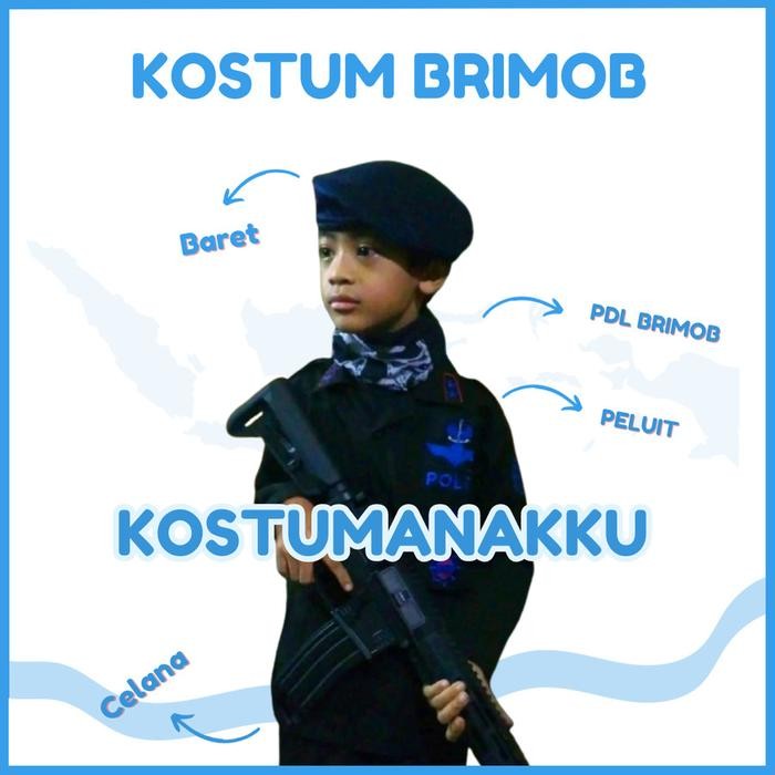 Sale [Kostumanakimut] Kostum Brimob Anak-Kostum Polisi Brimob Anak-Baju Brimob Anak