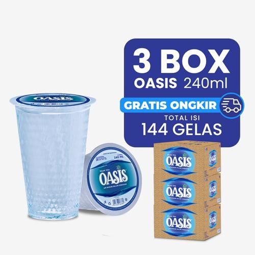 

NWFK 3 Box Oasis Kemasan Cup 240Ml (Total 144 Cup) Oasis Air Mineral