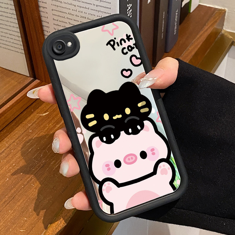 Casing Hp Untuk VIVO Y66 Y67 V5 V5s V5 Lite Case Casing HP pola Anjing dan babi Kesing Cesing cermin