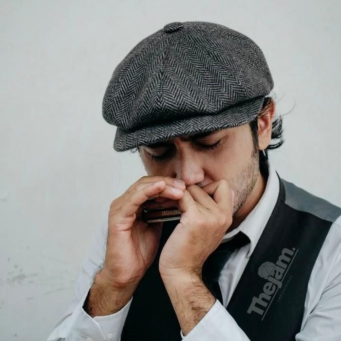 Thejam The Original Gatsby Hat Wool Herringbone Grey Vintage