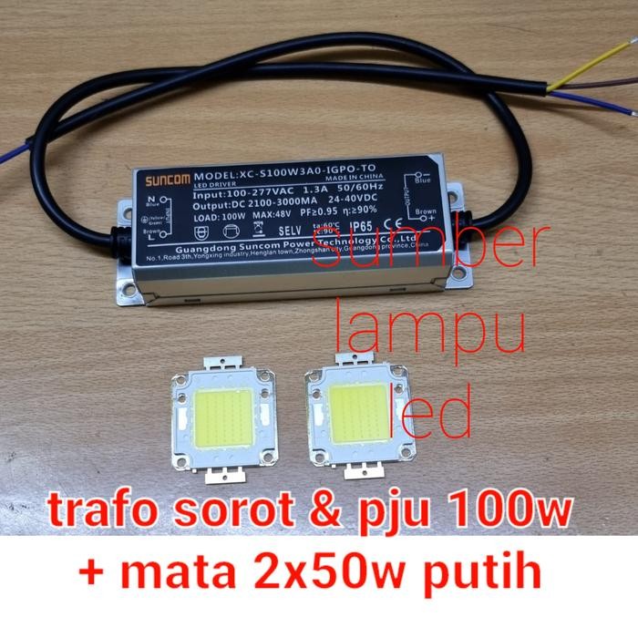 Paling Laris Trafo Lampu Sorot Cob 100 Watt 100W Driver Led 100Watt + Mata 2Pc 2X50