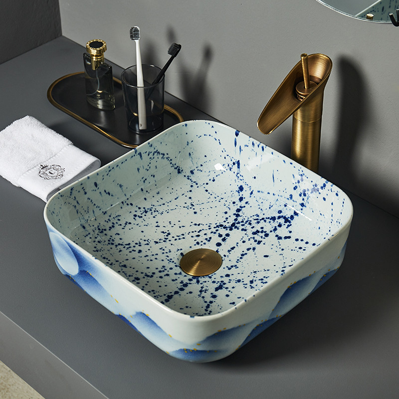 China Artistic Europe Style Counter Top porcelain wash basin bathroom