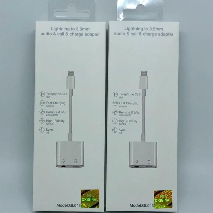 Splitter dual lightning adapter 2in1 Aux 3.5mm Iphone Original
