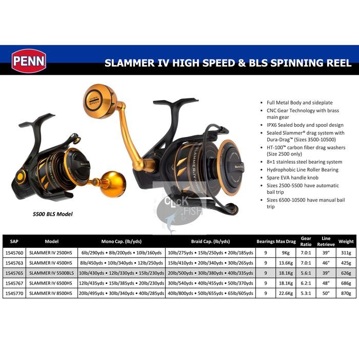 PENN SLAMMER IV HIGH SPEED / HS 2500 4500 6500 8500 - SLAIV