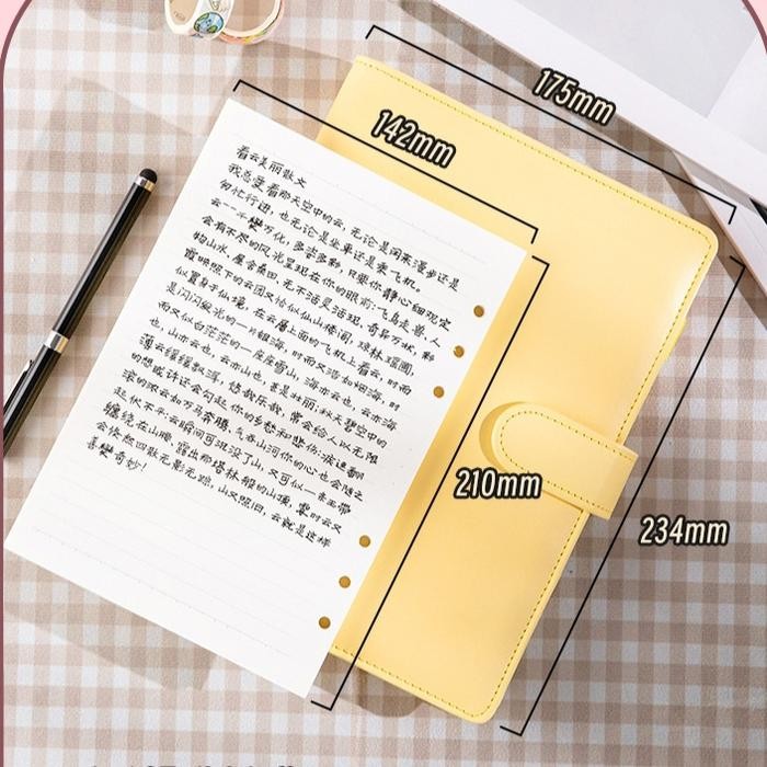 

Binder A5 kulit sintetis 6 ring binder keuangan tabungan warna macaron pengunci magnet