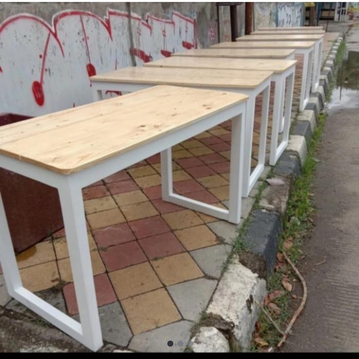 Terbaik Meja Kerja, Meja Komputer, Meja Belajar 100X60X75 Kaki Putih Termurah