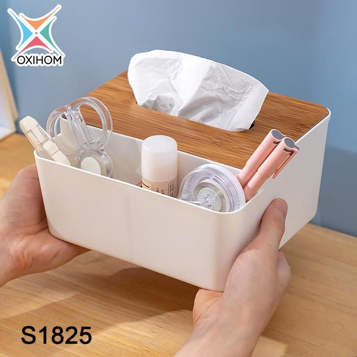

Oxihom Tempat Tisu Rak Kosmetik Rak Make Up Stationary Rak Dapur Kotak Tissue Kayu Plastik