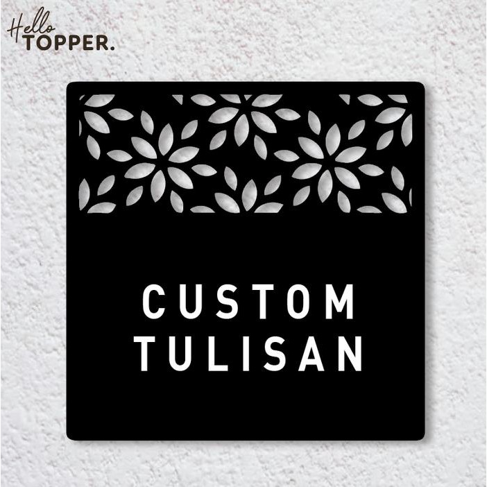 

Custom Tulisan Sign Board Acrylic Kotak Motif Bunga Akrilik UV Print Sign Board Papan Label