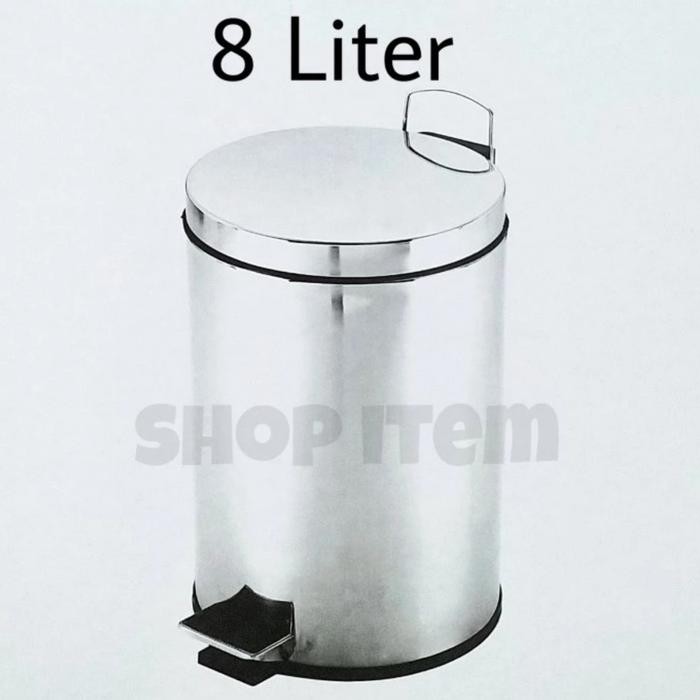 PREMIUM Tempat Tong Sampah Injak 8 Liter Stainless Bin 8L