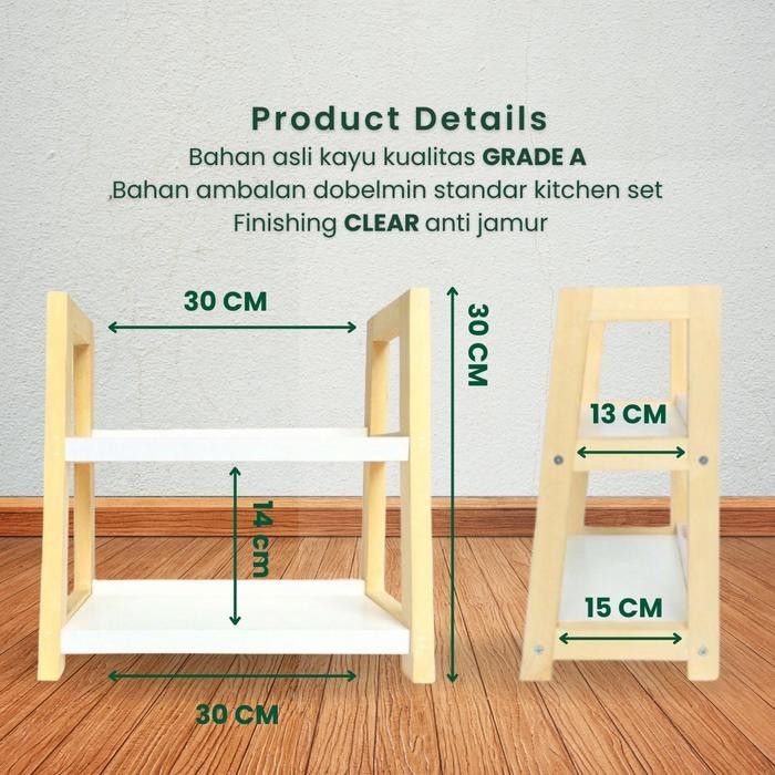 Tama Living Rak Kayu Jar Bumbu Dapur Aesthetic Rak Bumbu Dapur Estetik Rak Kayu Susun Tatakan