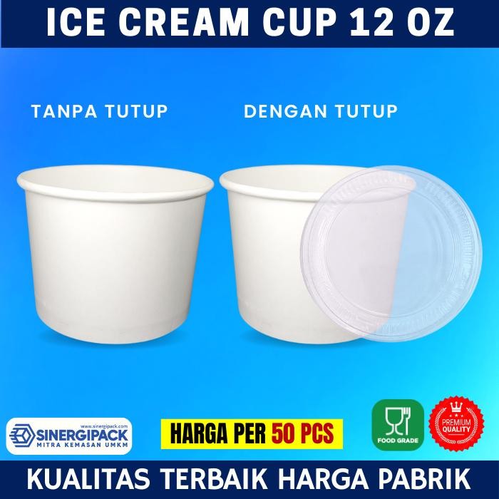 

OR6T Cup Ice Cream 12 Oz Dengan Tutup - Cup Es Krim 12 Oz Kertas