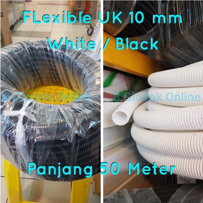 Selang Flexible PVC 10mm / Flexible Conduit PVC 10 Mm Hitam & Putih