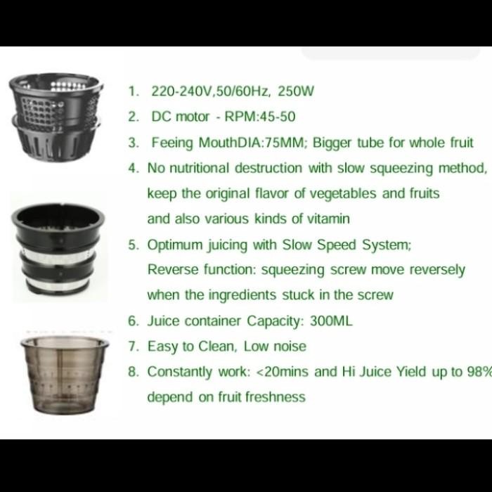 Clovertec Slow Juicer Buah Tanpa Ampas - Slow Juicer Big Mouth