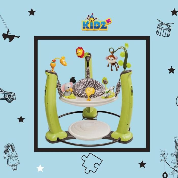 ASLI Sewa Evenflo Exersaucer Jump and Learn Jumperoo Jungle Quest Green READY STOCK