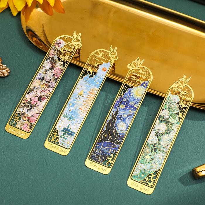 

DISKON SPECIALVORYU Pems Buku Logam Lukisan Aksen Kupu / Bookmark metal / Penanda Buku Mewah dan