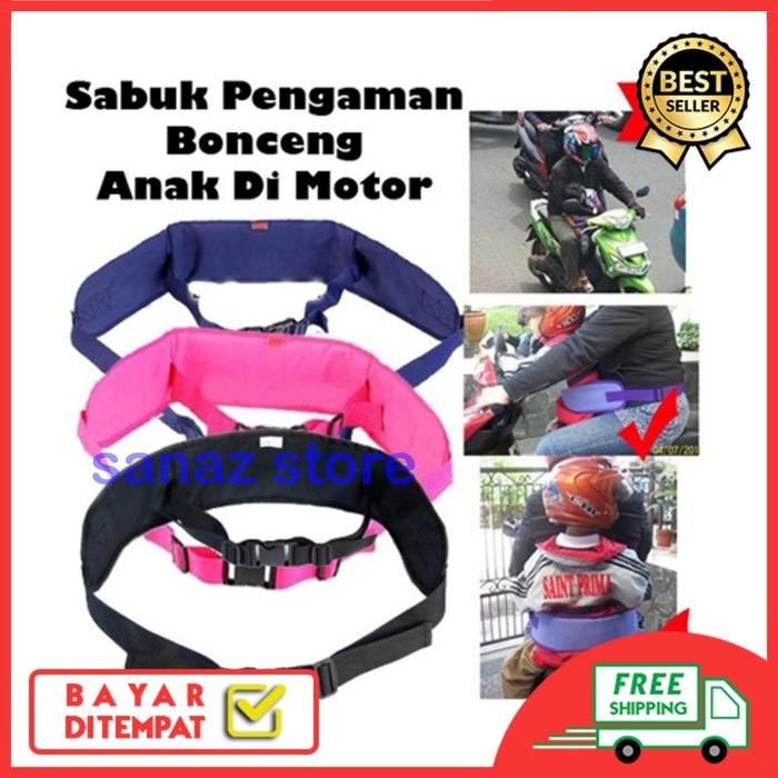 Y5Y5 Sabuk Boncengan Anak Motor Berkendara Safety Pengaman Depan Belakang Gendongan