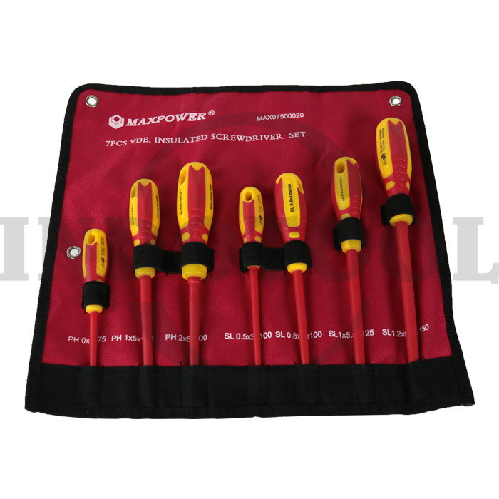 7 PCS OBENG SET INSULASI VDE  / 7 PCS VDE INSULATED SCREWDRIVER SET MAXPOWER