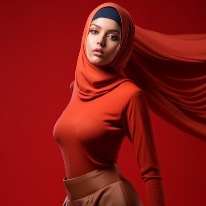 Manset Atasan Lengan Panjang Turtleneck Merah Merdeka 713