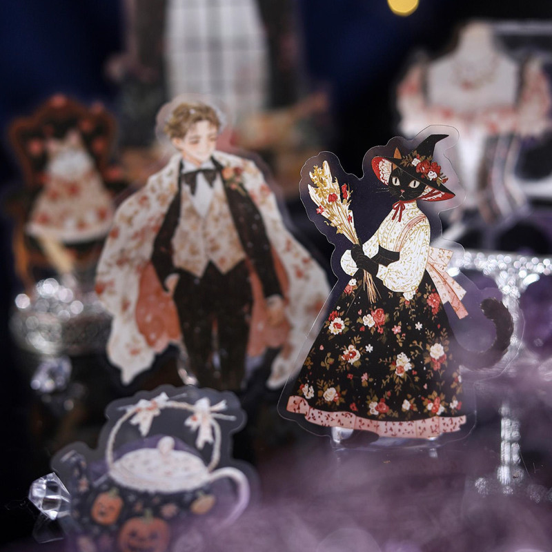 

1Style 120Pcs/bag Black Magic Witch Character Scenic Stickers Creative Handbook Stickers