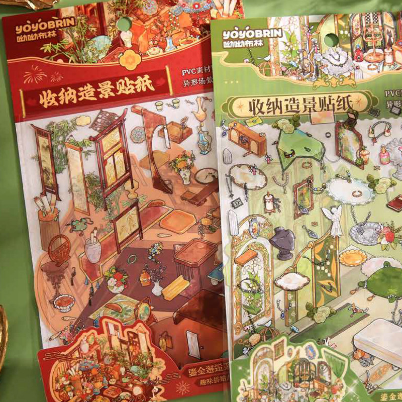 

6pcs Scenic Stickers Large Scene Collage 3D Stereoscopic Stacking Stickers Decompression