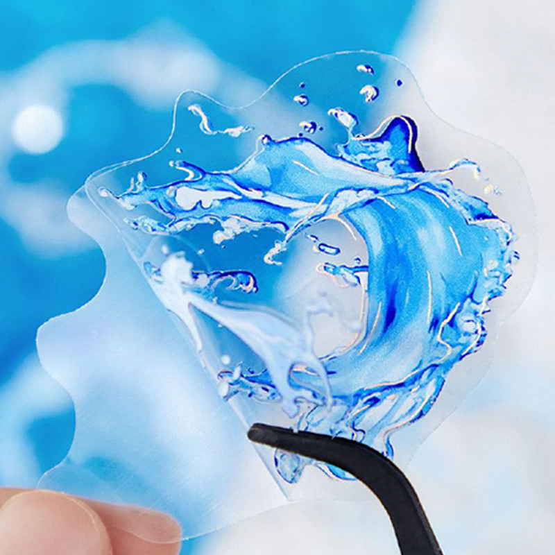 

60Pcs/bag Natural Water Realm Series PET Foil Stickers Handbook Material Stickers DIY Photo