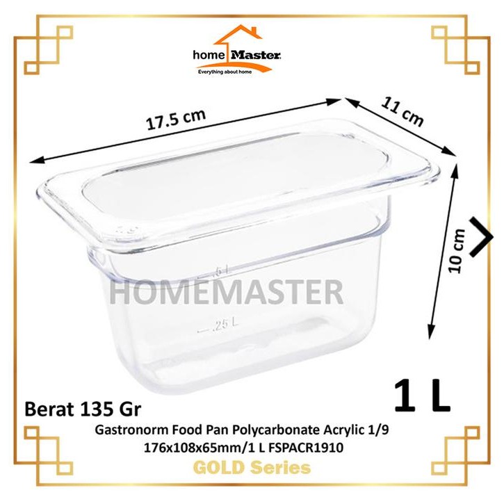 GOTG Polycarbonate/Pc/Acrylic Gastronorm Food Pan 1/9 Fspacr1910