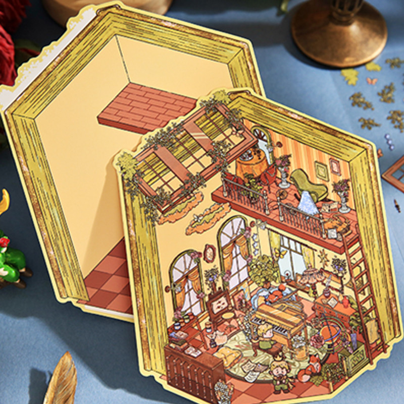 

6Pcs/bag Star Dream Prince Series Large Size Scenic Flat Stickers DIY Visual Stacking