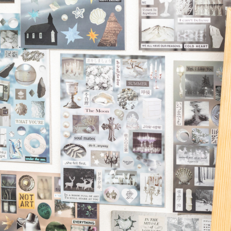 

30pcs Korean kawaii flash sand PET cut film sticker book DIY student handbook material