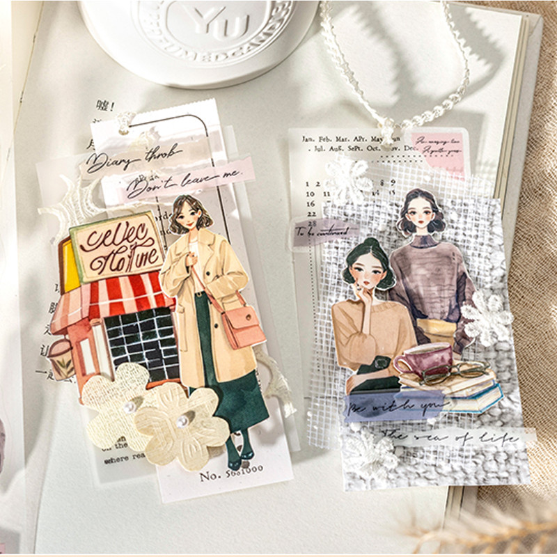 

2Style 3Rolls/bag Slow Life Series PET Die-cut Tape DIY Handbook Creative Material