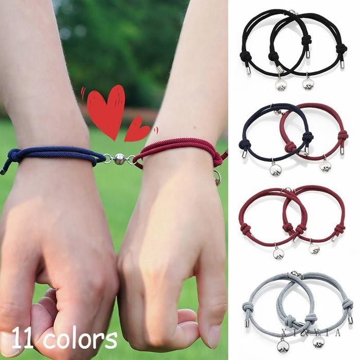 GR11 Gelang Couple Magnet Hitam Perjanjian Adjustable / Gelang Sahabat