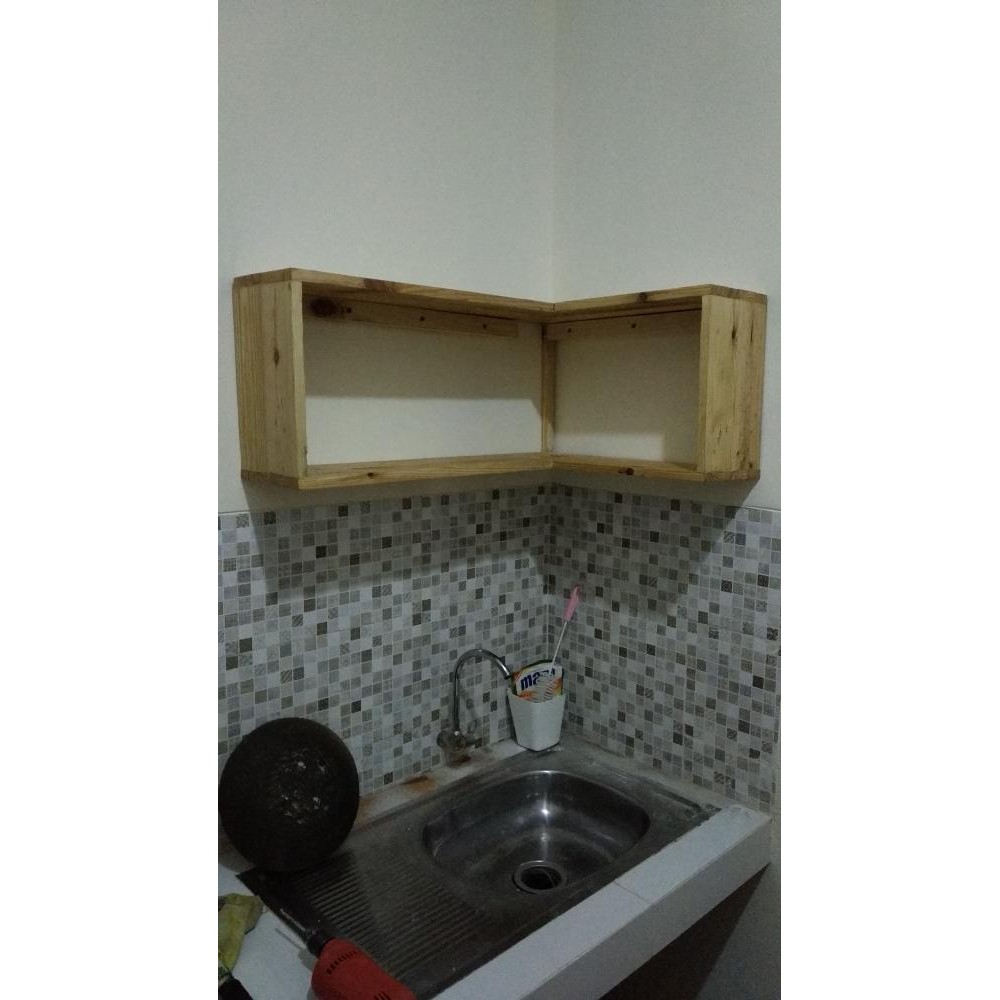 lemari rak kitchen set dinding siku kayu jati belanda