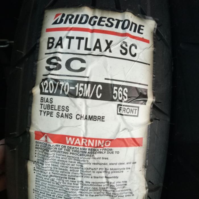 BAN LUAR BRIDGESTONE BATTLAX SC UKURAN 120 /70-15 BATTLAX TUBELESS