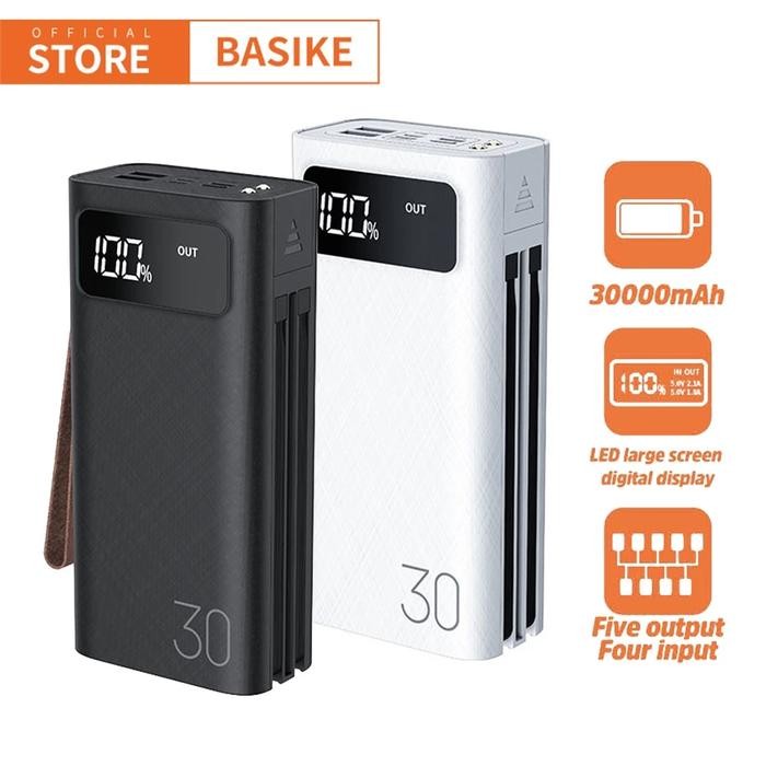 6BJB Powerbank 30000Mah Lampu Led Ganda Dual Input Dual Output Basike Asli