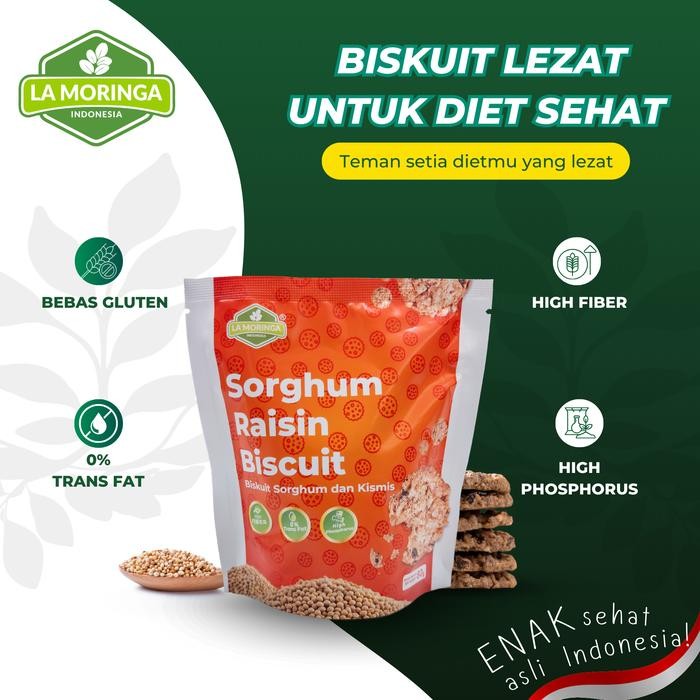 

4ZMI La Moringa Healthy Sorghum Raisin 80 Gr/Cemilan Gluten Free Terbaik/Cocok Untuk Segala