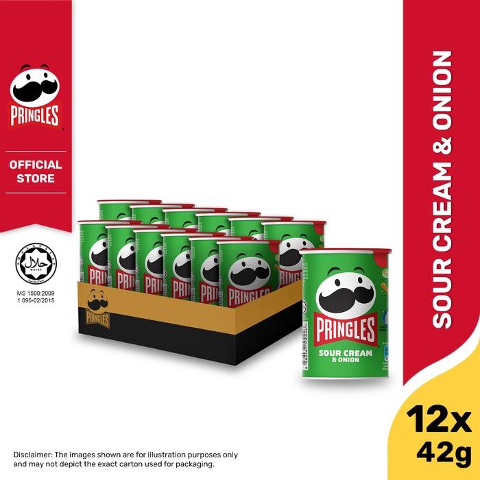 

ND2L [Carton Deals] Pringles Sour Cream & Onion Keripik 42Gr (12 Pcs)