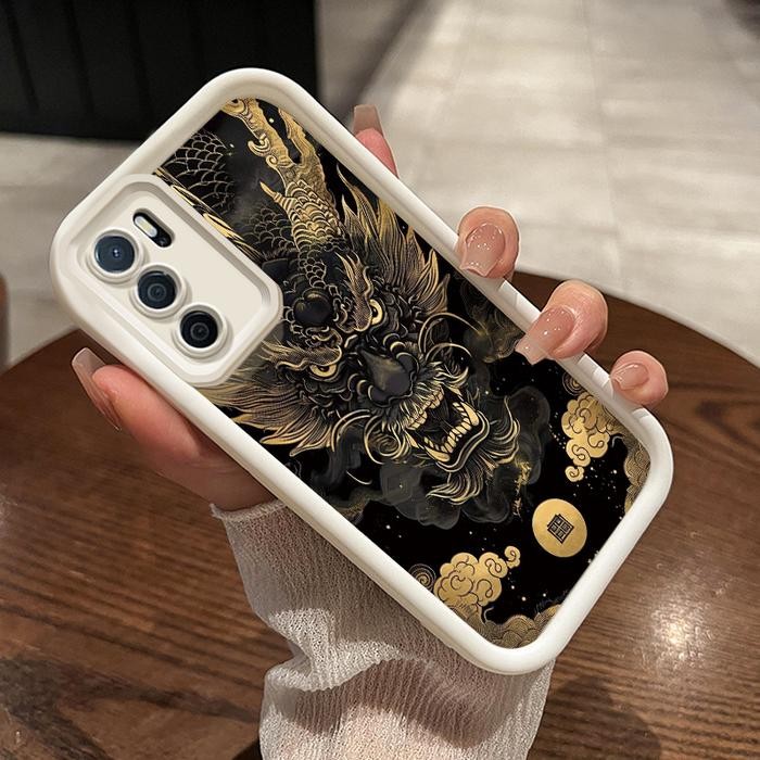 Casing untuk OPPO A16 OPPO A16s OPPO A54s Case pola naga Casing perlindungan lensa kamera Kesing