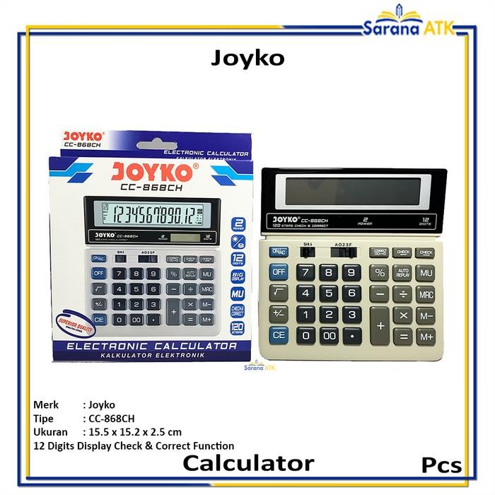 

JOYKO - ELEKTRONIC CALCULATOR ALAT HITUNG ELEKTRONIK CC-868CH - PCS