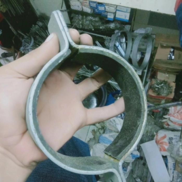 klem double pipa besi 5" inch plat tebal