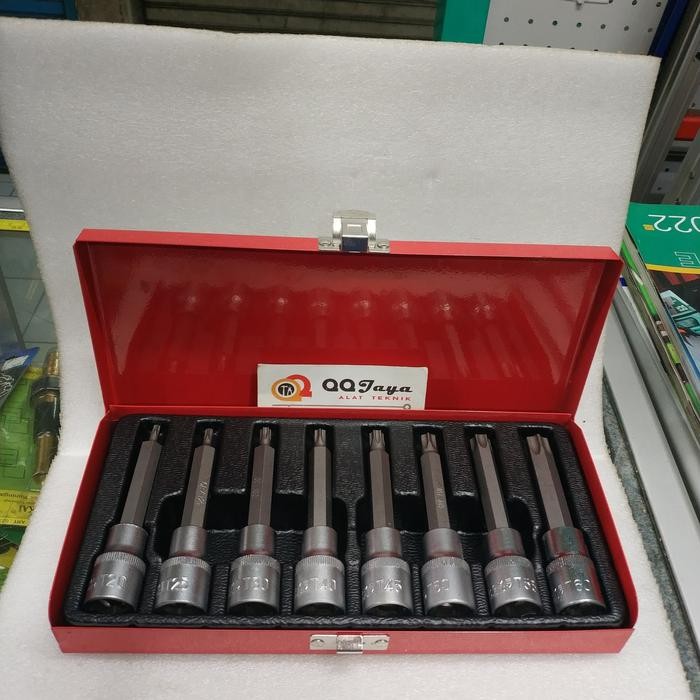Kunci sok Torx set 8 pc ( T20-60) - Torx bit set DR 1/2