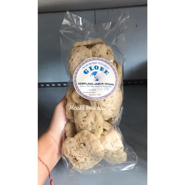 

3YC3 Kerupuk / Kemplang Goreng Jamur Vegan Globe Asli Bangka Vegetarian