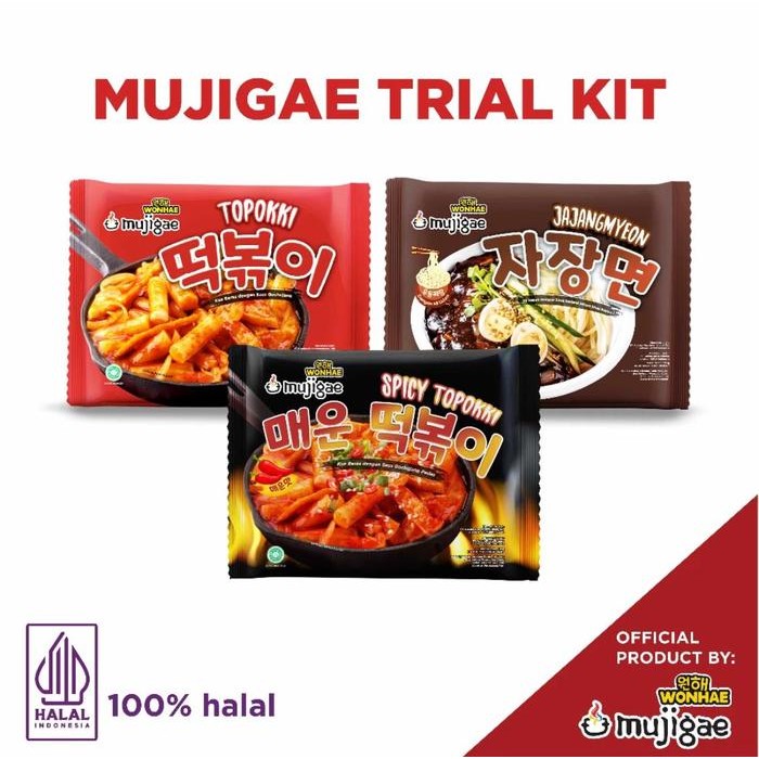 

H48Y Mujigae By Wonhae Trial Kit - Topokki 170 Gr, Spicy Topokki 195 Gr, Dan Mujigae