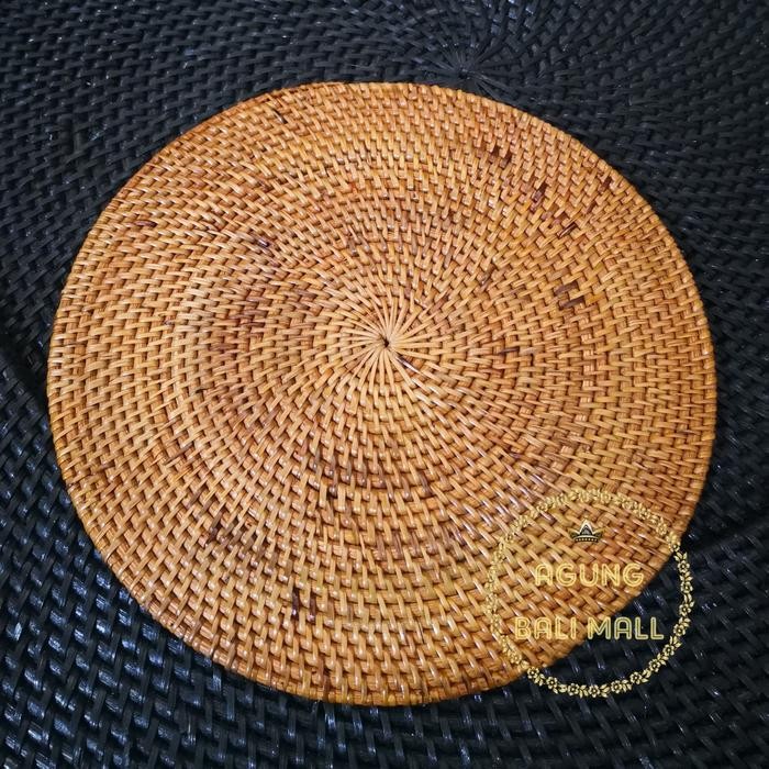Placemat rotan 25cm alas piring anyaman rotan tatakan piring rotan
