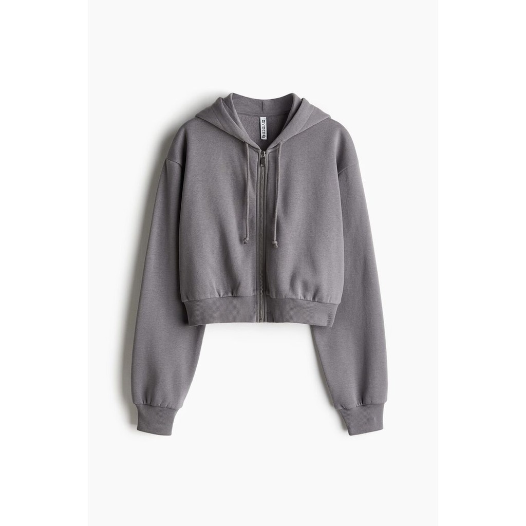 H&M HOODIE CROP DENGAN RESLETING DEPAN