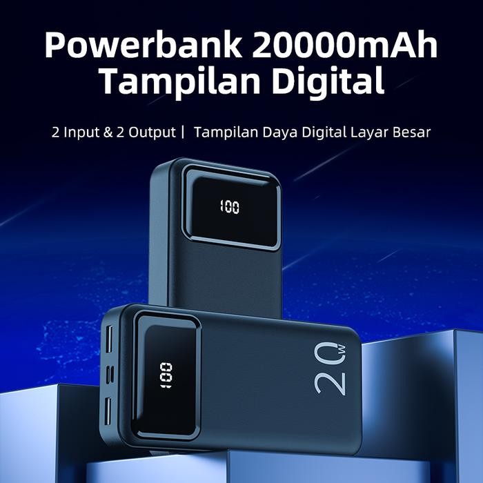 Basike Powerbank 20 mah Power Bank Fast Charging Murah Mini LCD *