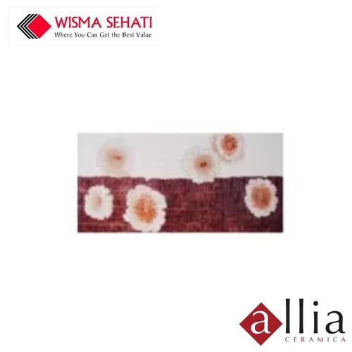 Keramik Allia 30x60 Crescent Décor Bunga Bunga Merah Putih