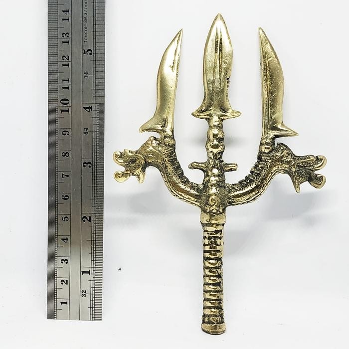 ORIGINAL Tombak Trisula Pataka Naga Baruna Kuningan Kecil READY STOCK
