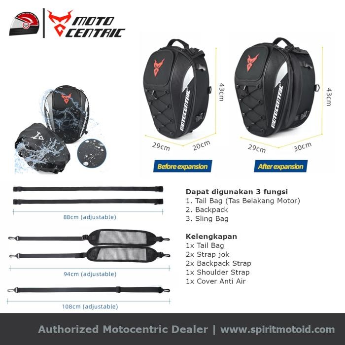 Motocentric Deluxe Tail Bag Tas Belakang Motor Touring Tailbag
